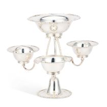 AN EDWARDIAN SILVER-PLATED CENTREPIECE