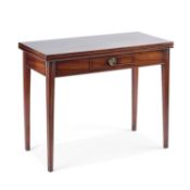 A GEORGE III MAHOGANY FOLDOVER TEA TABLE