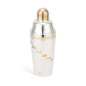 A SILVER-PLATED 'RECIPE' COCKTAIL SHAKER
