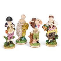 A SET OF FOUR DERBY FIGURES EMBLEMATIC OF THE FRENCH SEASONS CIRCA 1820