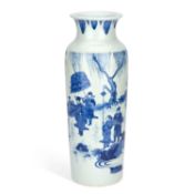 A CHINESE BLUE AND WHITE 'BING JI AND THE BUFFALO' SLEEVE VASE