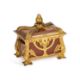 AN EARLY 20TH CENTURY GILT-BRONZE AND LEATHER-CLAD JEWELLERY CASKET IN THE ART NOUVEAU TASTE PROBABL - Image 1 of 3