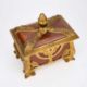 AN EARLY 20TH CENTURY GILT-BRONZE AND LEATHER-CLAD JEWELLERY CASKET IN THE ART NOUVEAU TASTE PROBABL - Image 2 of 3