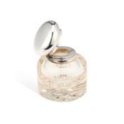 AN EDWARDIAN SILVER-MOUNTED GLASS INK WELL