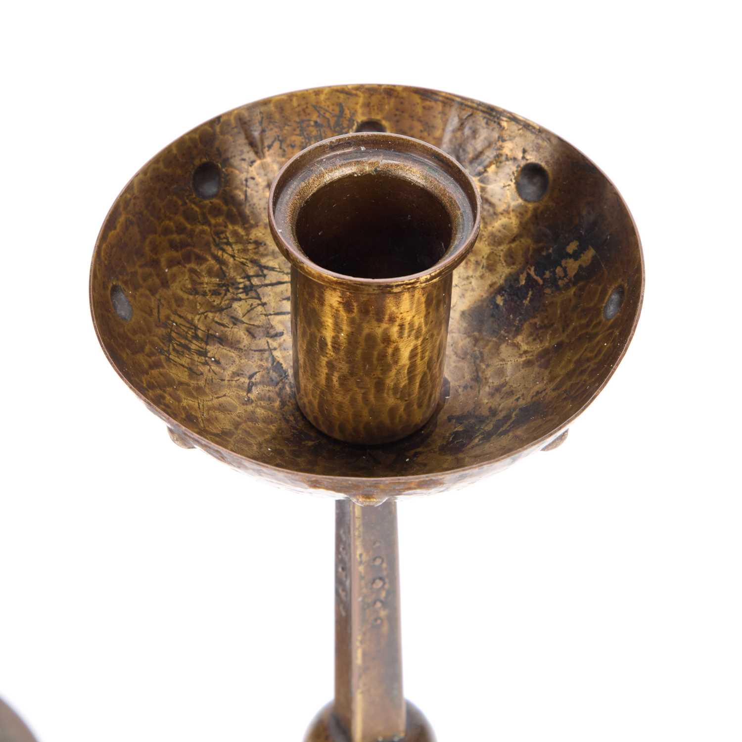 A PAIR OF ART NOUVEAU LACQUERED SILVER-PLATED CANDLESTICKS WMF (WÜRTTEMBERGISCHE METALLWARENFABRIK), - Image 3 of 3
