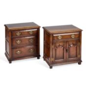A PAIR OF PERIOD STYLE OAK CABINETS TITCHMARSH & GOODWIN