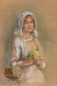 ROWLAND HENRY HILL (STAITHES GROUP 1873-1952) GIRL WITH PRIMROSES