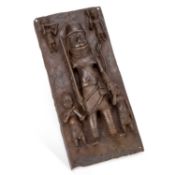 A BENIN BRONZE FIGURAL PLAQUE