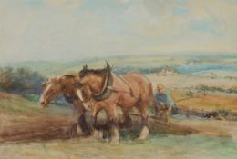 JAMES WILLIAM BOOTH RCA (1867-1953) PLOUGHING SCENE