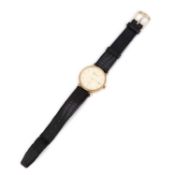 A 9CT GOLD GENEVE STRAP WATCH