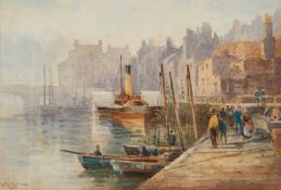 ADAM KNIGHT (1855-1931) PADDLE STEAMER AT WHITBY HARBOUR