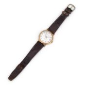 A 9CT GOLD NORTHERN GOLDSMITHS STRAP WATCH