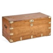 A LARGE BRASS-BOUND CAMPHORWOOD TRUNK EARLY 20TH CENTURY