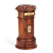 A COUNTRY HOUSE STYLE MAHOGANY PILLAR LETTER BOX
