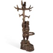 A BRONZE BEAR HALLSTAND IN BLACK FOREST STYLE