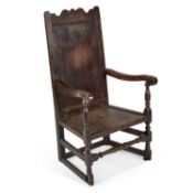 A 17TH CENTURY OAK WAINSCOT CHAIR CUMBRIAN