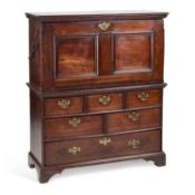AN 18TH CENTURY RED WALNUT SECRETAIRE CHEST