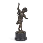 A BRONZE FIGURE OF A DANCING CHILD