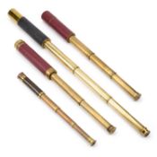 A GROUP OF FOUR BRASS TELESCOPES