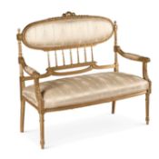 A LOUIS XVI STYLE GILTWOOD CANAPE CIRCA 1900