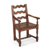 A SCOTTISH OAK LADDER-BACK ARMCHAIR 18TH CENTURY