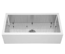 Ancona Undermount 33" Single Bowl Farmhouse Apron Front Kitchen Sink in White and Stainless Steel AN