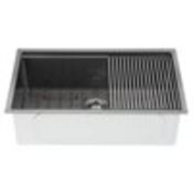 Ancona Undermount 32-in x 19-in Black Single Bowl Customizable Hole Kitchen Sink