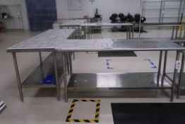 Lot of 5 Stainless Steel Tables QTY 1 6ft QTY QTY 3 7ft QTY 1 8ft