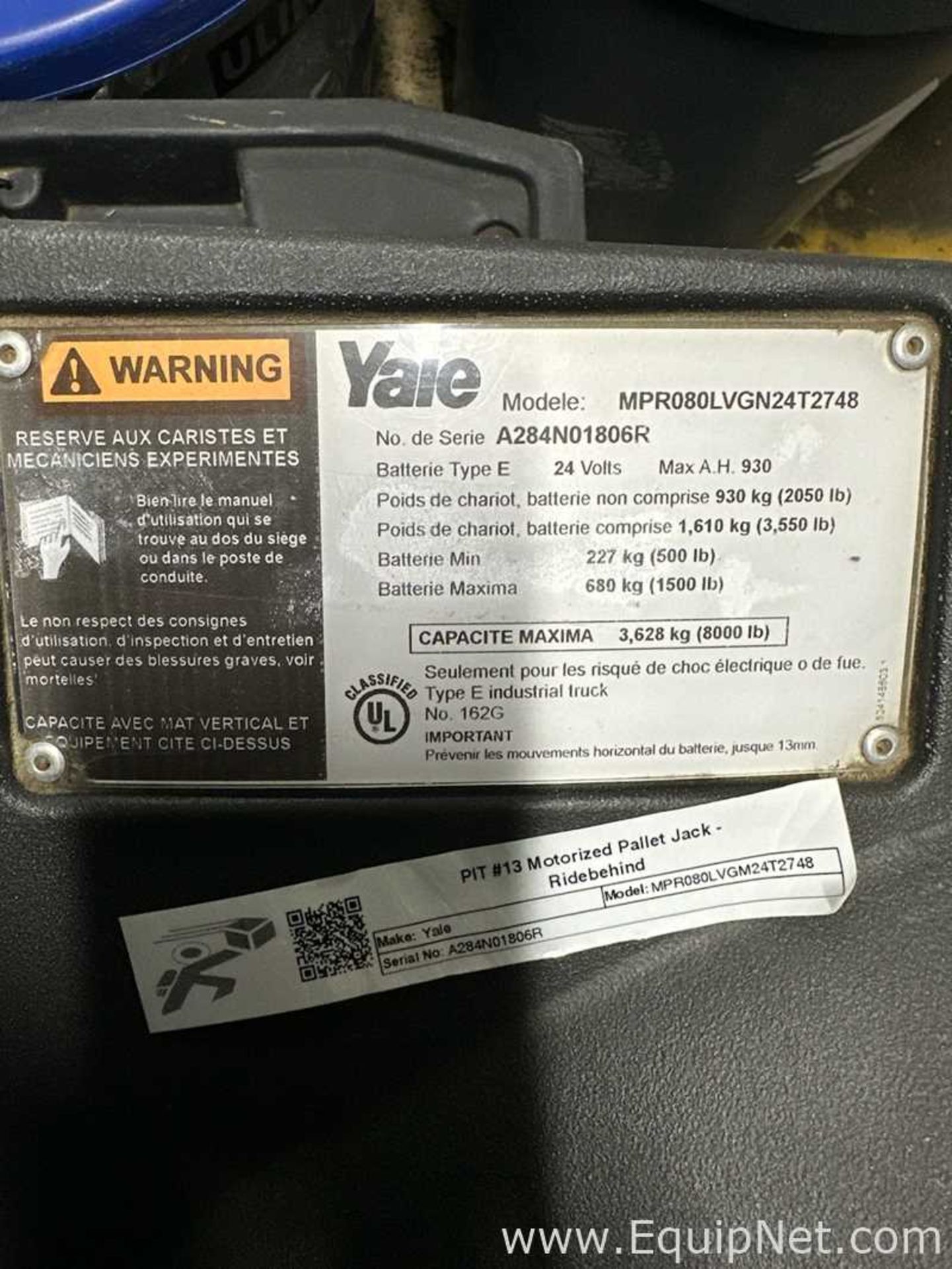 Yale MPR080LVGN24T2748 Motorized Pallet Jack With Charger - Image 2 of 6