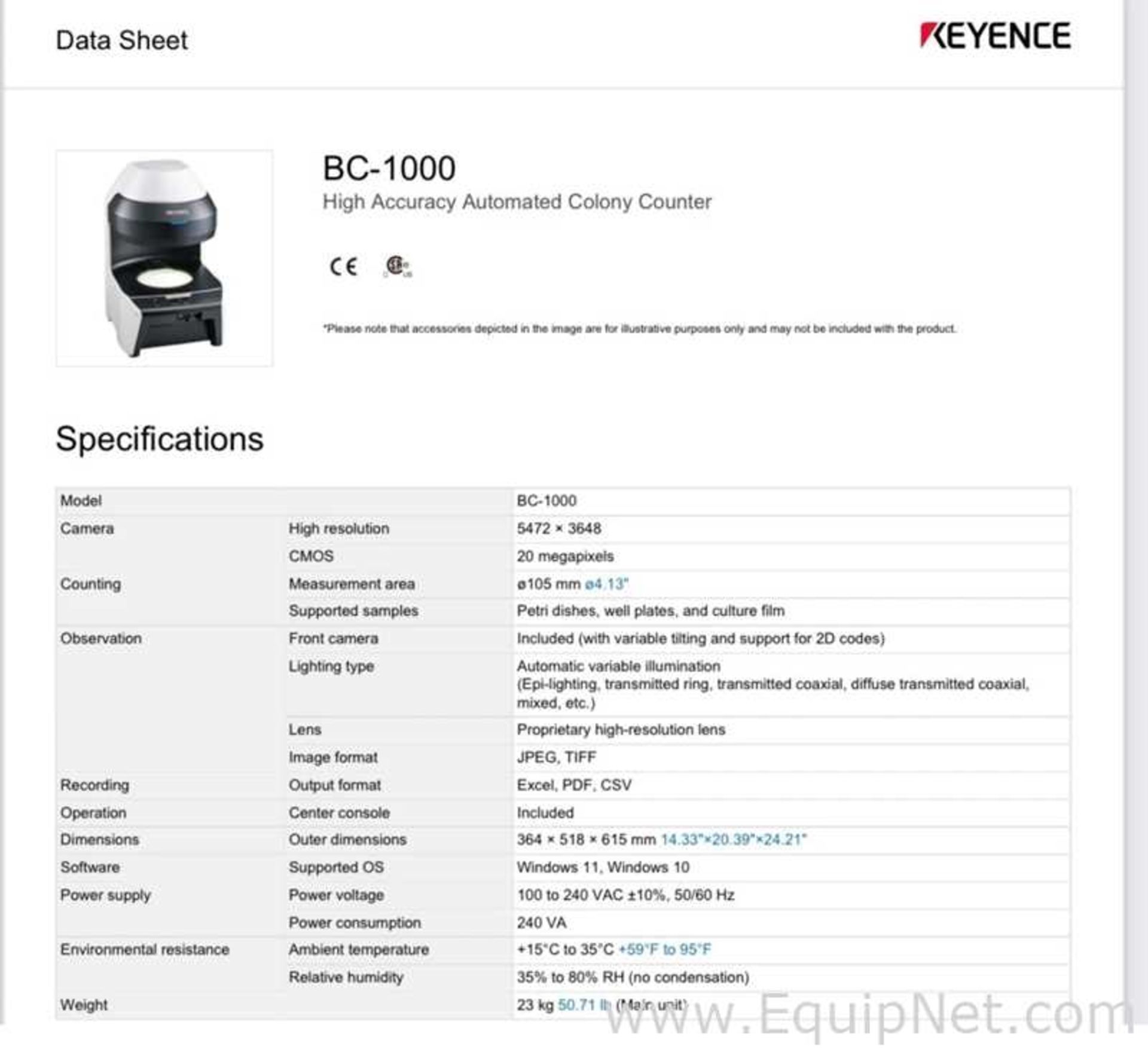 Keyence Corporation BC-1000 Colony Counter - Image 5 of 5