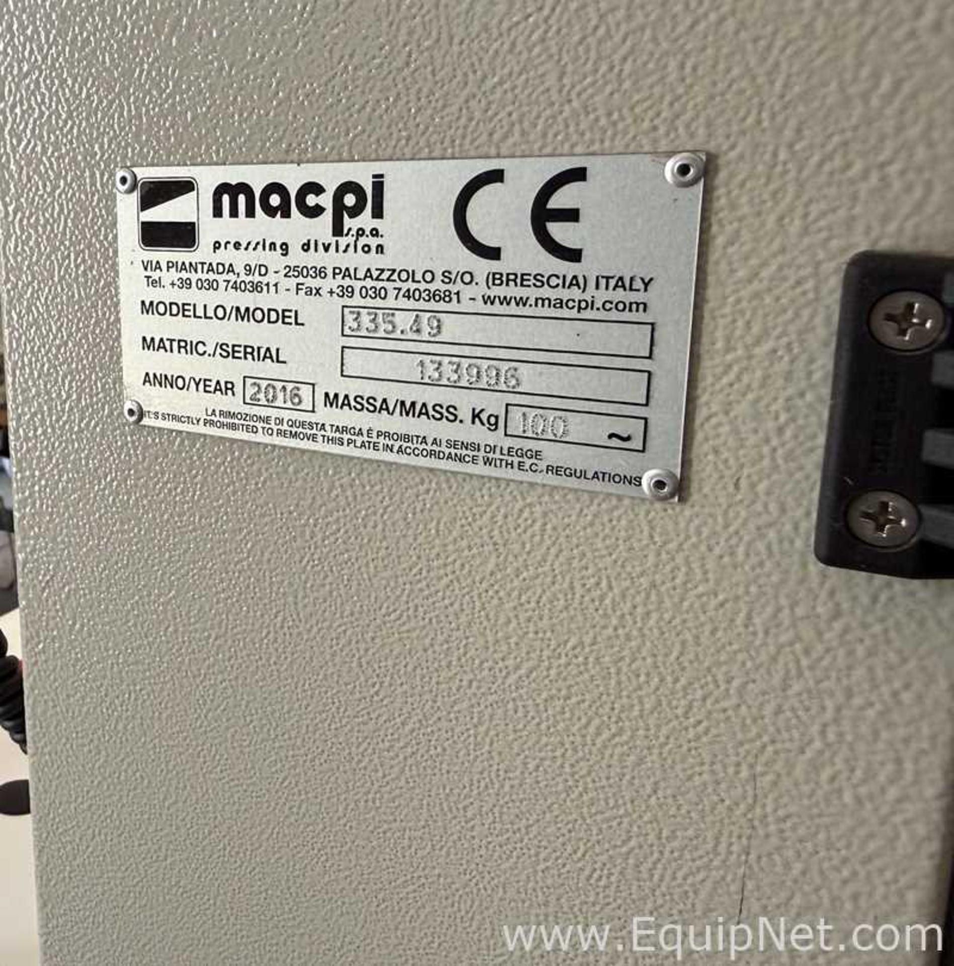 Macpi s.p.a 335.49 Edge Fold-over Hemming Machine - Image 7 of 9
