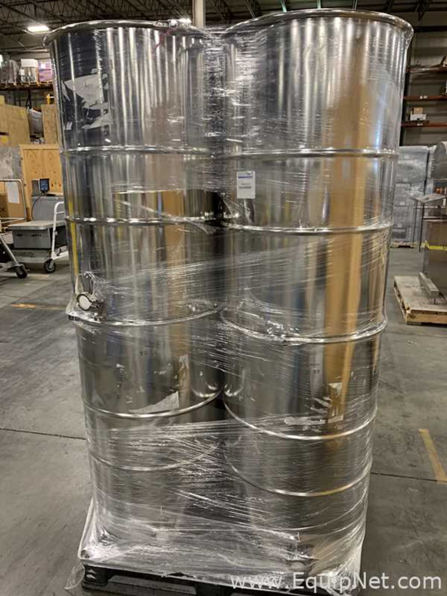 One Pallet of Eight ServoLift Stainless Steel Drums - Product Drums - Image 2 of 4