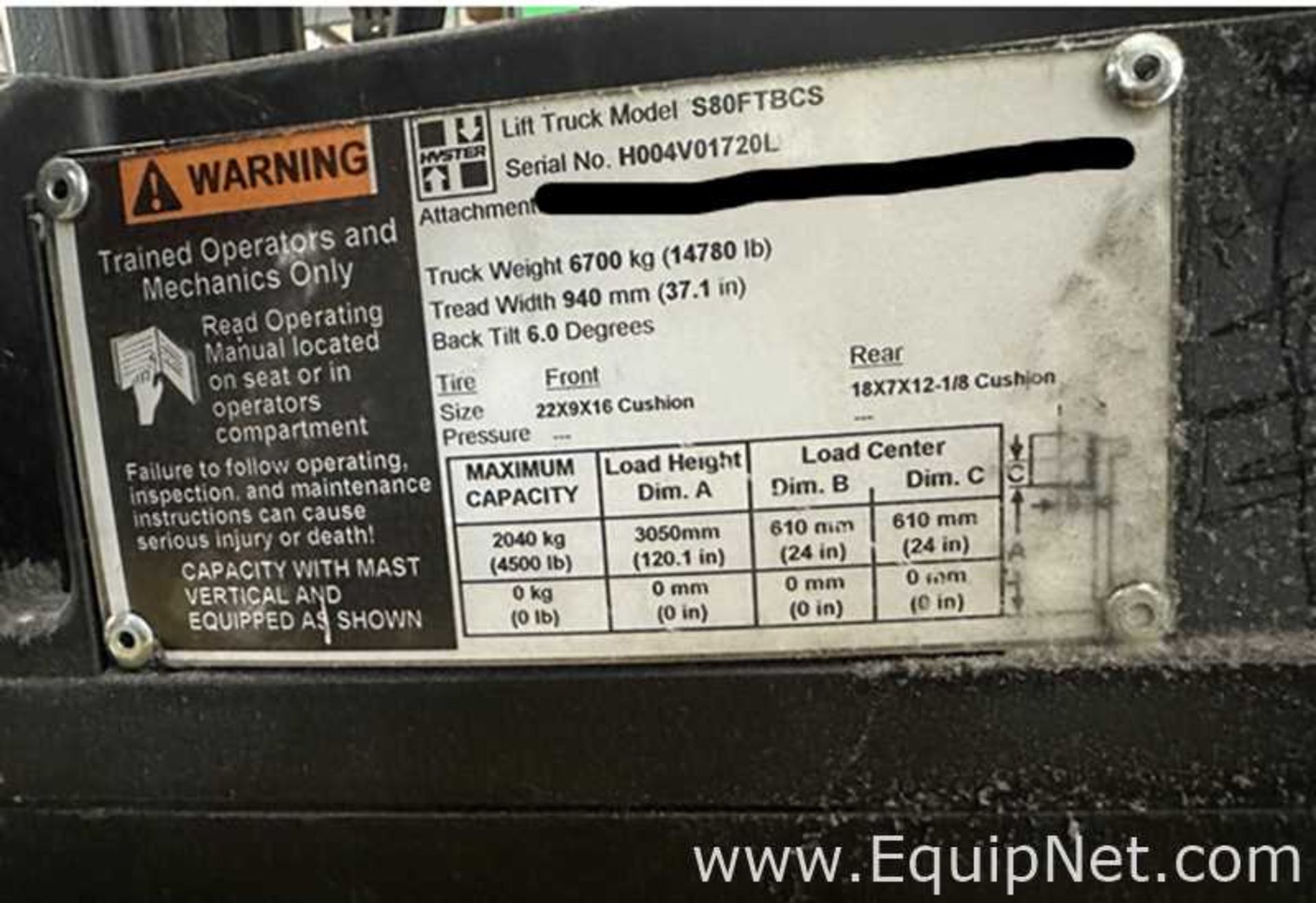 Hyster Co S80FTBCS Fork Lift Truck With Cascade Technologies SS-70D-4308R1 Pulp Clamp Attachment - Image 5 of 8