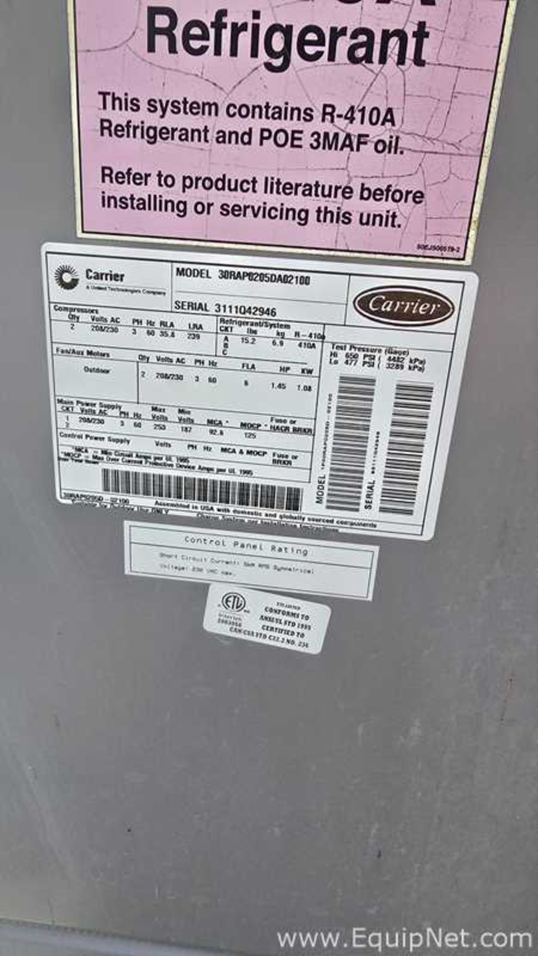 Carrier 30RAP0205DA02100 20 Ton Chiller - Image 4 of 4