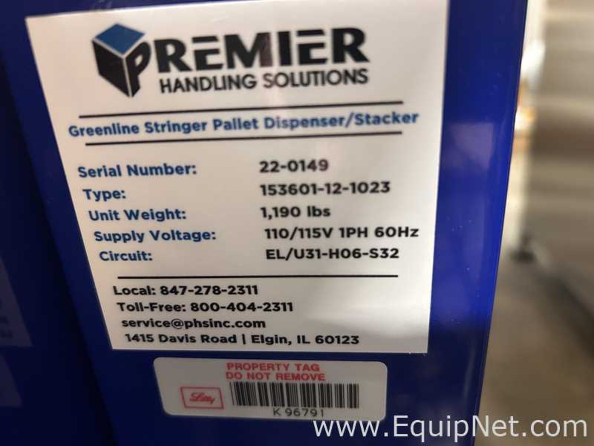 Premier Handling Systems 153601-12-1023 Greenline Stringer Pallet Dispenser - Stacker - Image 4 of 4