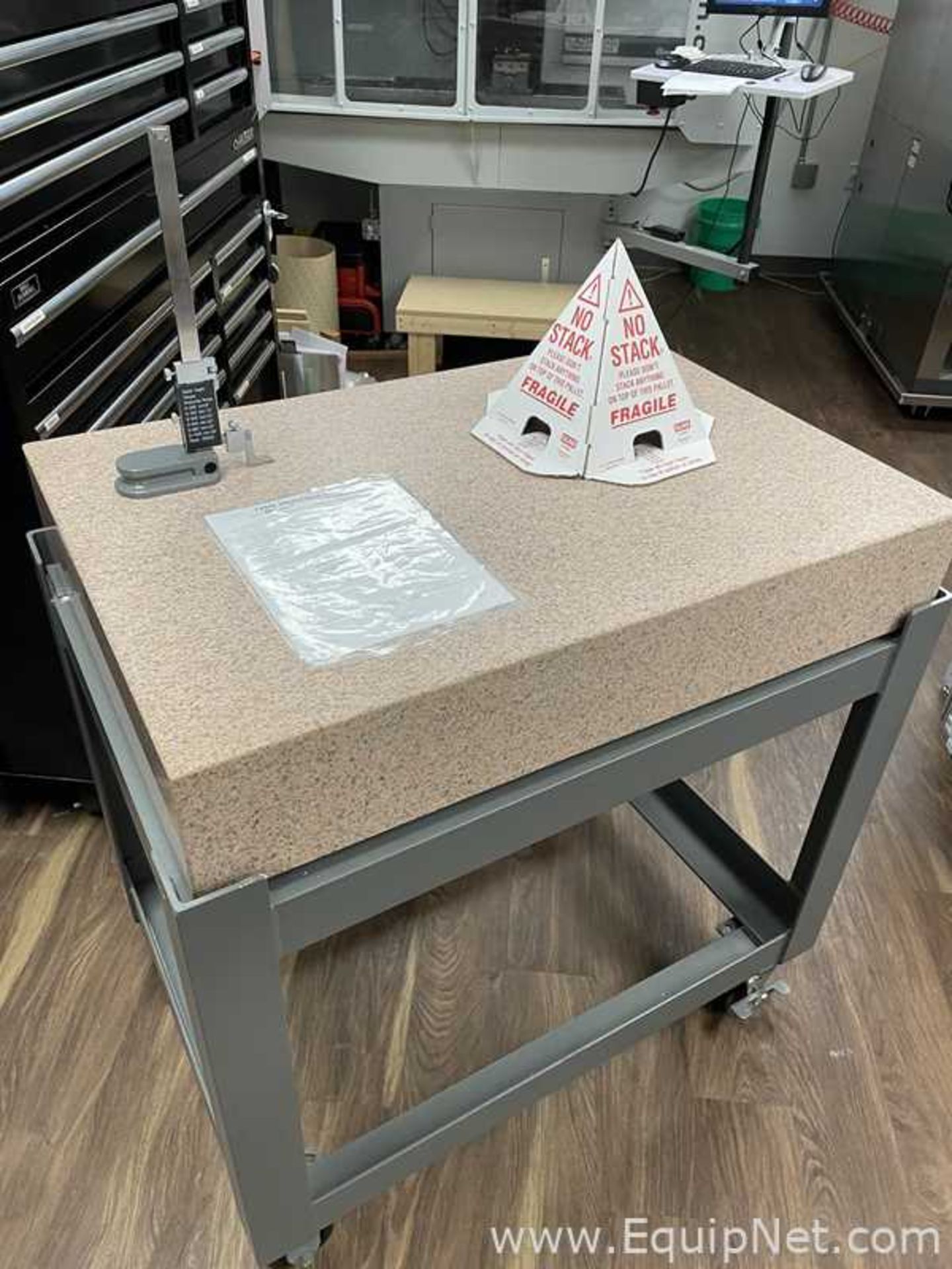 Starrett Crystal Pink Granite Inspection Surface Plate with Mobile Stand