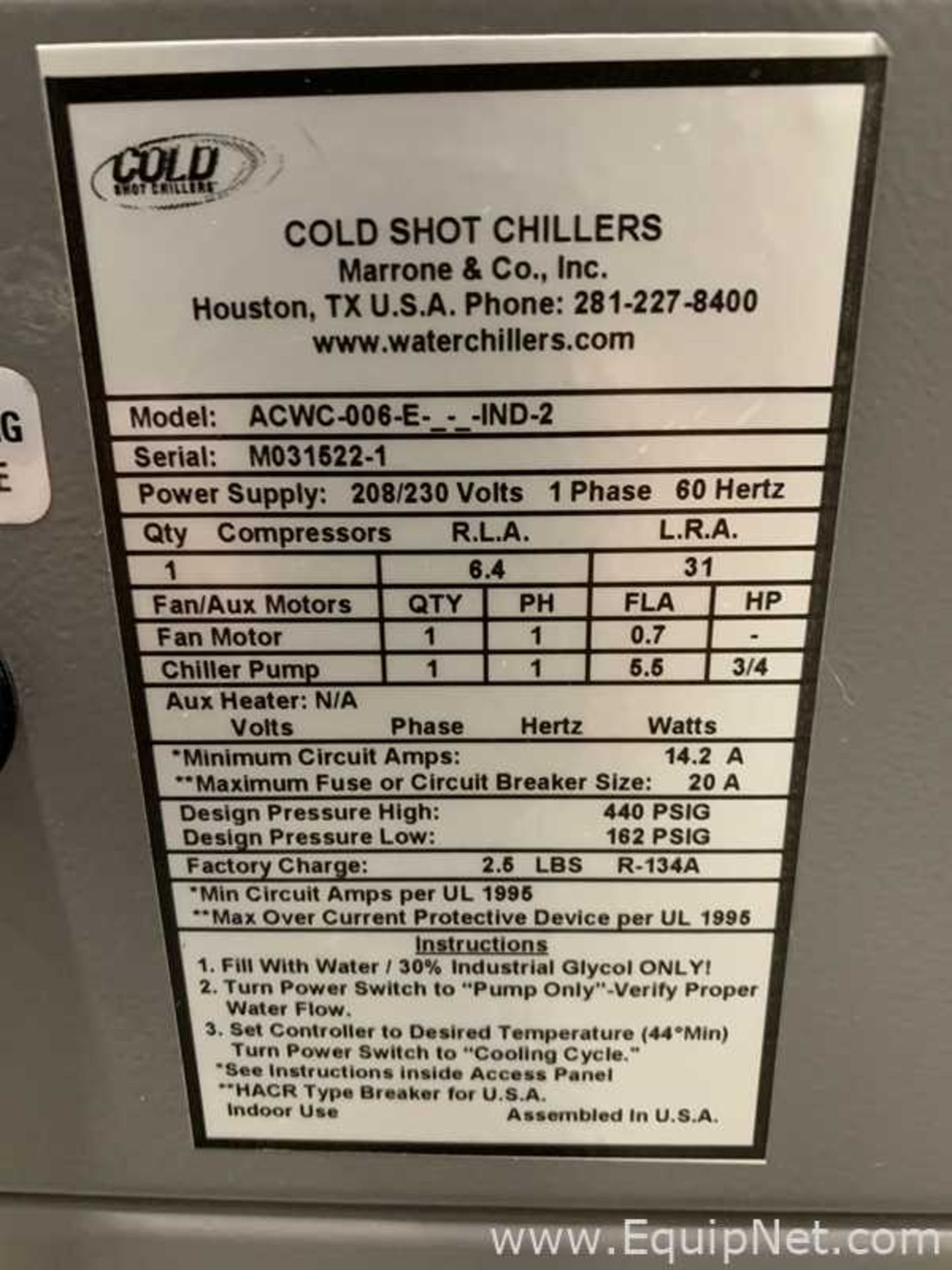 Cold Shot ACWC-006-E Recirculating Chiller - Image 6 of 6