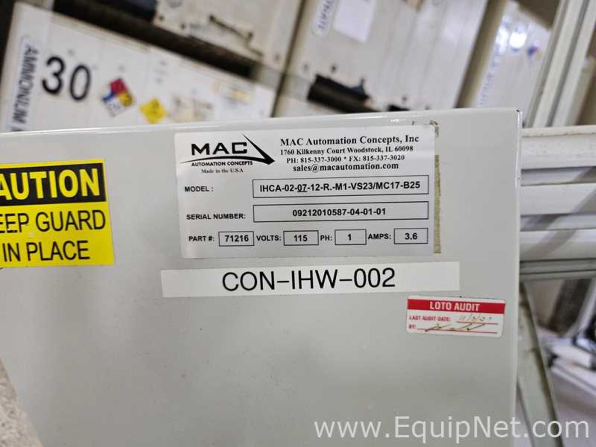 MAC Automation Concepts IHCA-02-07-12-R.-M1-VS23/MC17-B25 Conveyor