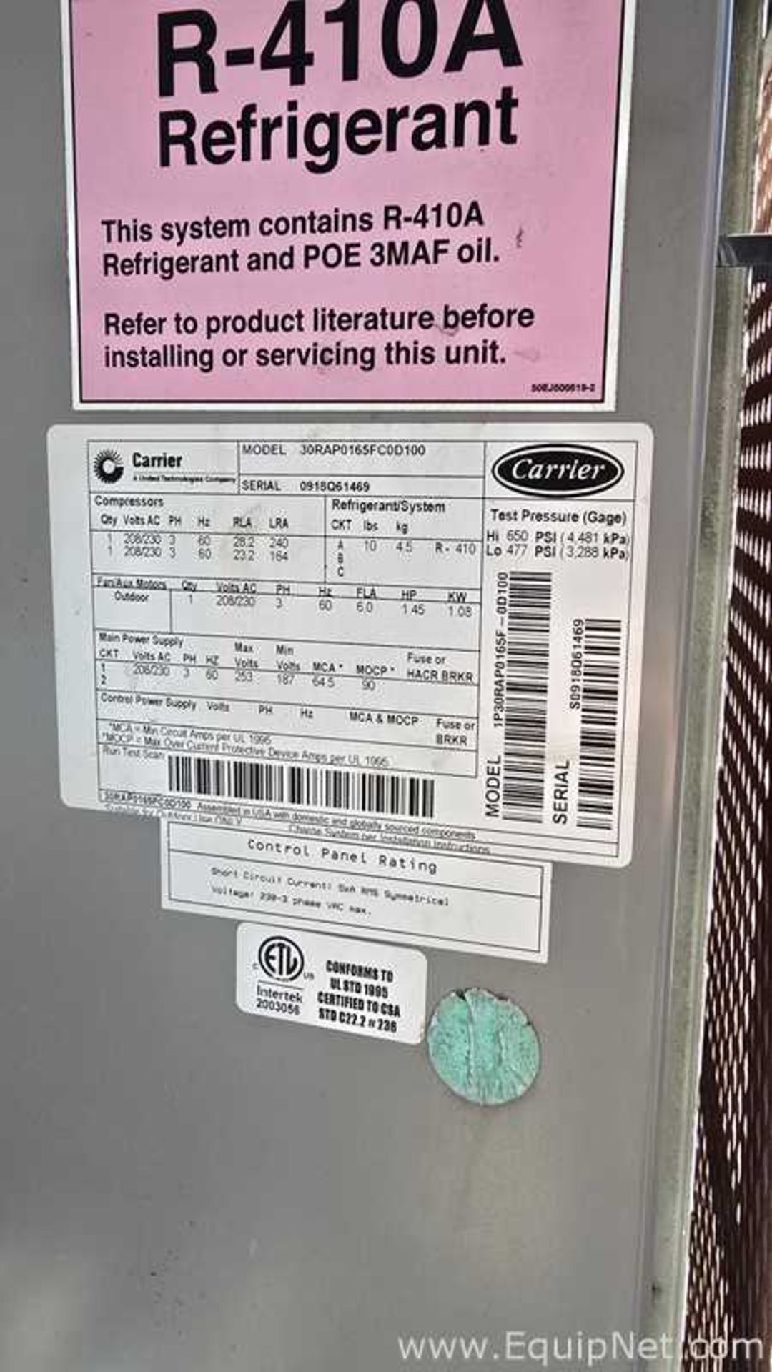 Carrier 30RAP0165FC0D100 15 Ton Chiller - Image 4 of 4