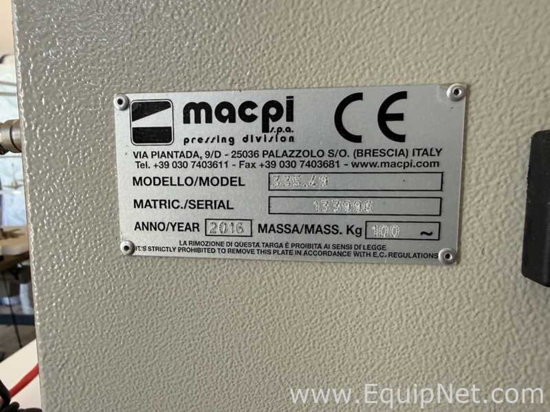 Macpi s.p.a 335.49 Edge Fold-over Hemming Machine - Image 9 of 9