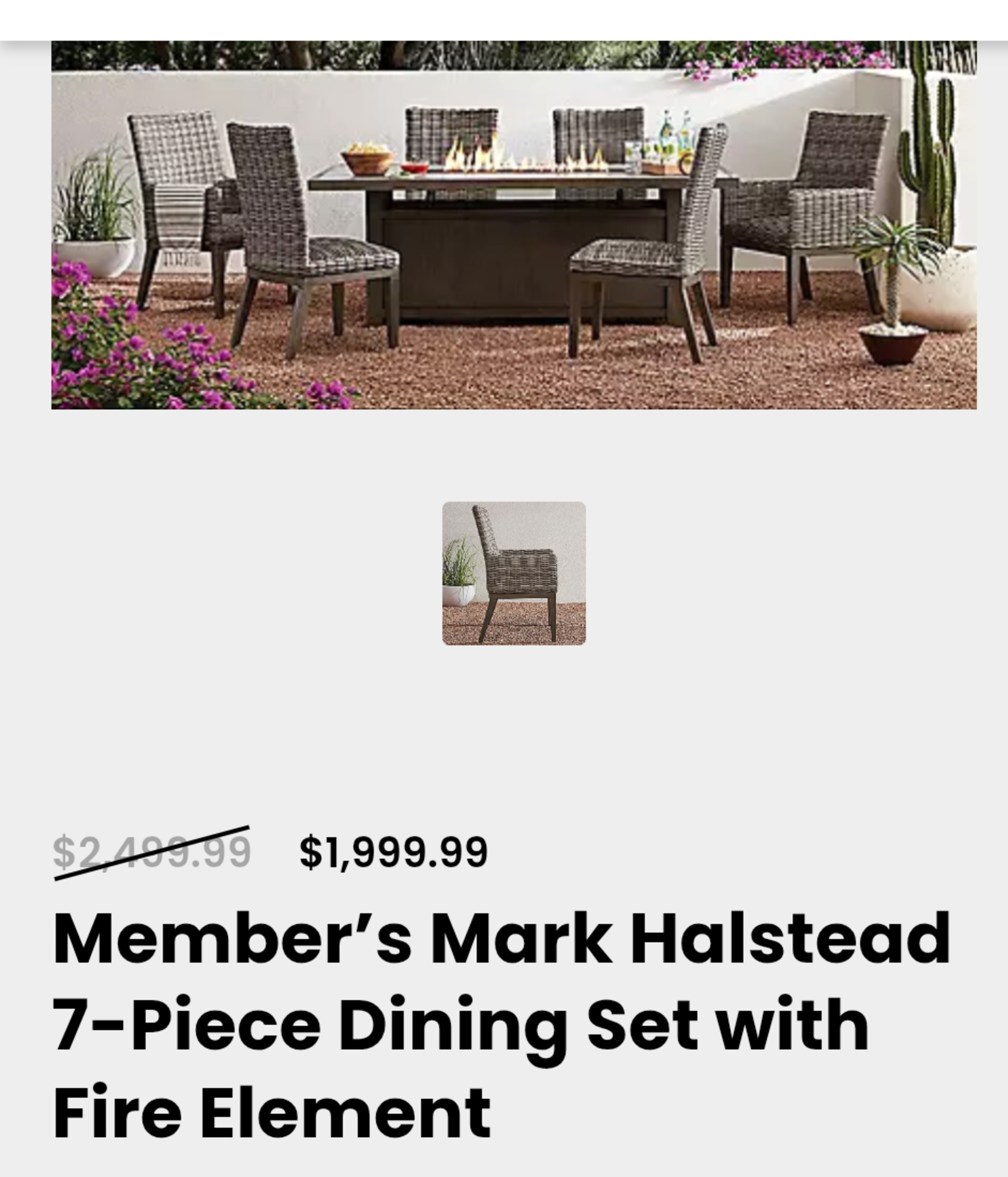 Seven piece dining set with fire table, complete - Image 2 of 9