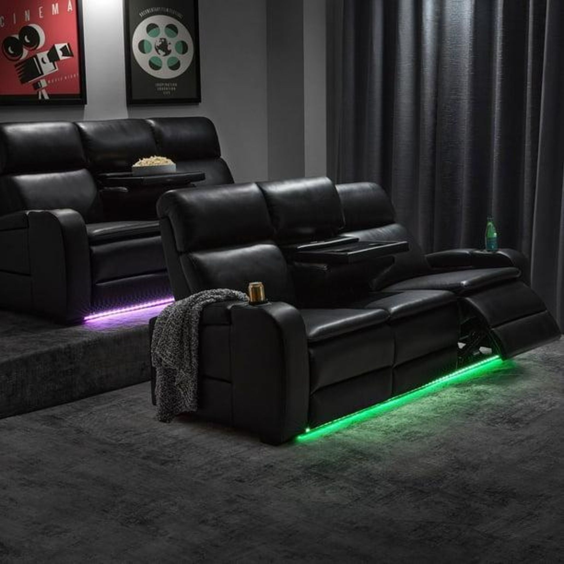 Maxwell power reclining theater sofa with drop table