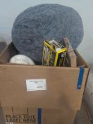 Large beanbag, cutting board, tape, blanket, spike and splash, cushions, rolled Matt, & More