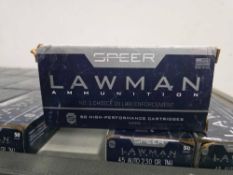 Shelf of 45 SPEER law man ammunition