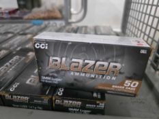 Shelf of 9 mm blazer ammunition