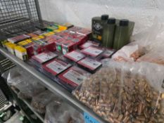 Shelf of reload: grand slam spear, HOT – COR, VERGER, HORNADY interlock, training rounds, casings an