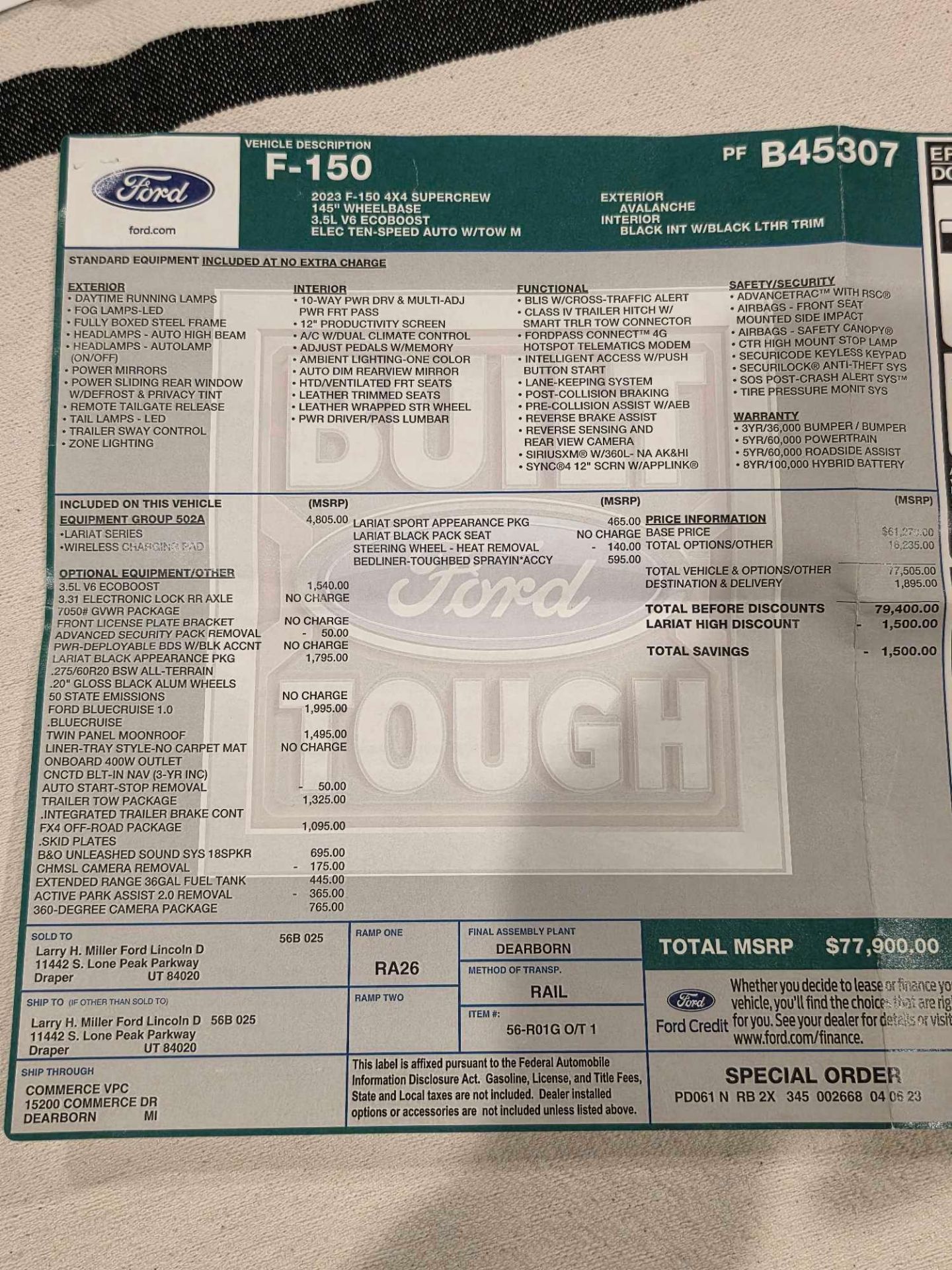 2023 Ford F-150 Lariat, Black Appearance Package, One Owner, Moonroof, 48,000 Miles, Clean Title, VI - Image 6 of 22