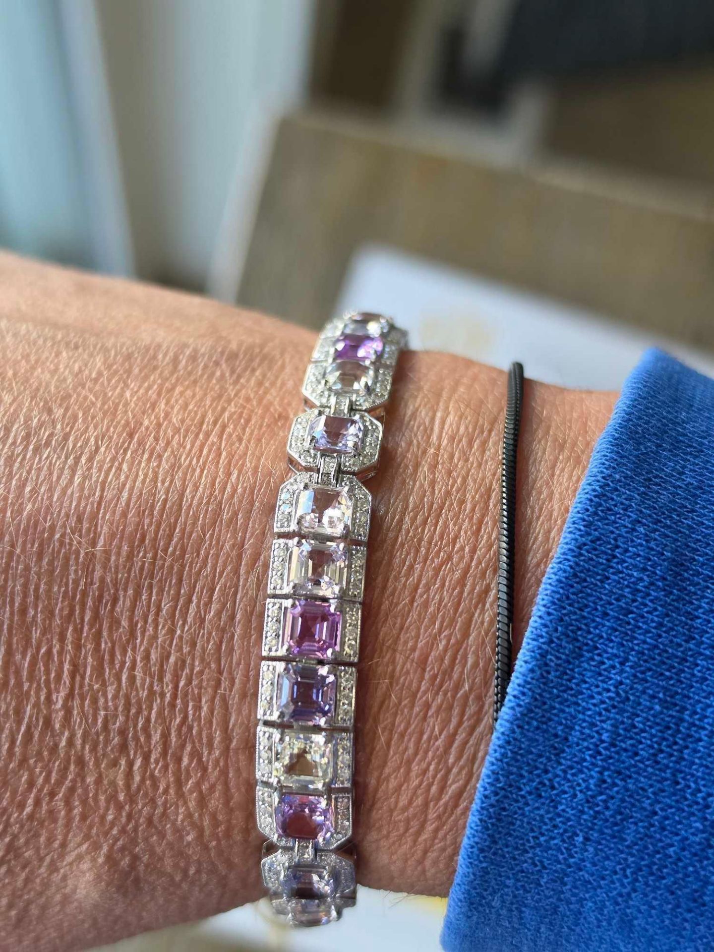 extremely rare GA certified unheated sapphire bracelet, 1.80 carats of diamond, and 22 carats of sap - Image 2 of 5