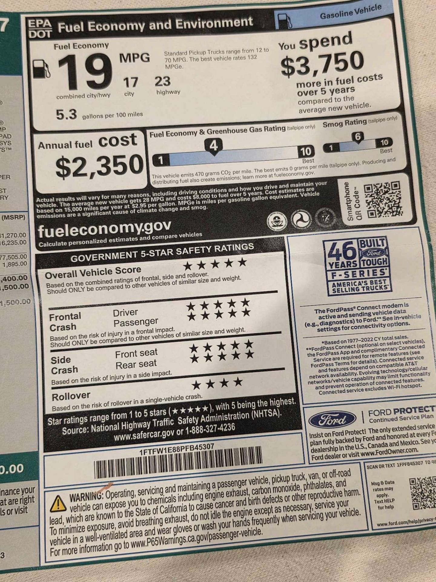 2023 Ford F-150 Lariat, Black Appearance Package, One Owner, Moonroof, 48,000 Miles, Clean Title, VI - Image 5 of 22
