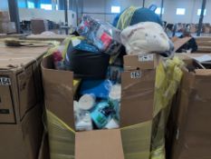 Big box store in a box: cloth ottoman, Adidas shoes Tempur-pedic, hunter boots, Merrill boots, sketc